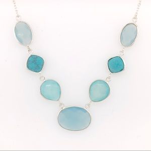 Sterling necklace with chalcedony and turquoise